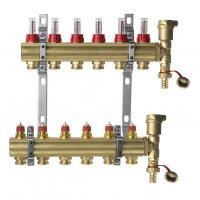 DANFOSS, Коллекторная группа FHF-6F set с клапанными вставками и расходомерами, 6 контуров - купить в Тамбове