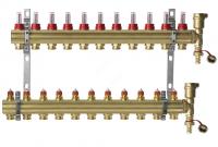 DANFOSS, Коллекторная группа FHF-11F set с клапанными вставками и расходомерами, 11 контуров - купить в Тамбове